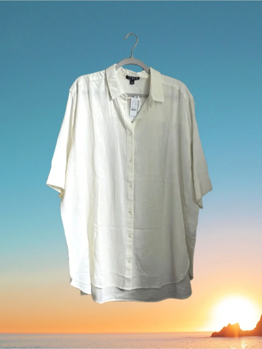 NWT J. Crew ivory shortsleeve buttonfront coverup beach vacation resort sz XL
